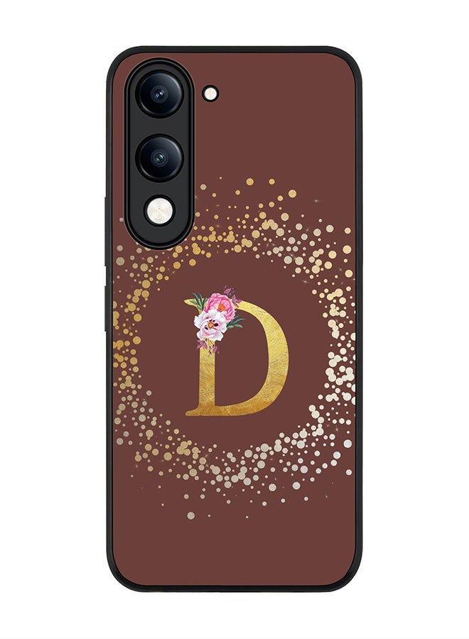 For vivo Y04 / Y29t 5G Case,Slim fit Camera Protection, Shockproof Thin Phone cover  - Custom Monogram Floral - D  (Brown )